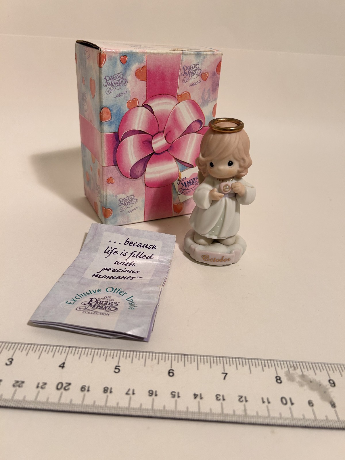 1996 October Precious Moments Figurine Angel of the Month Porcelain w/ Box