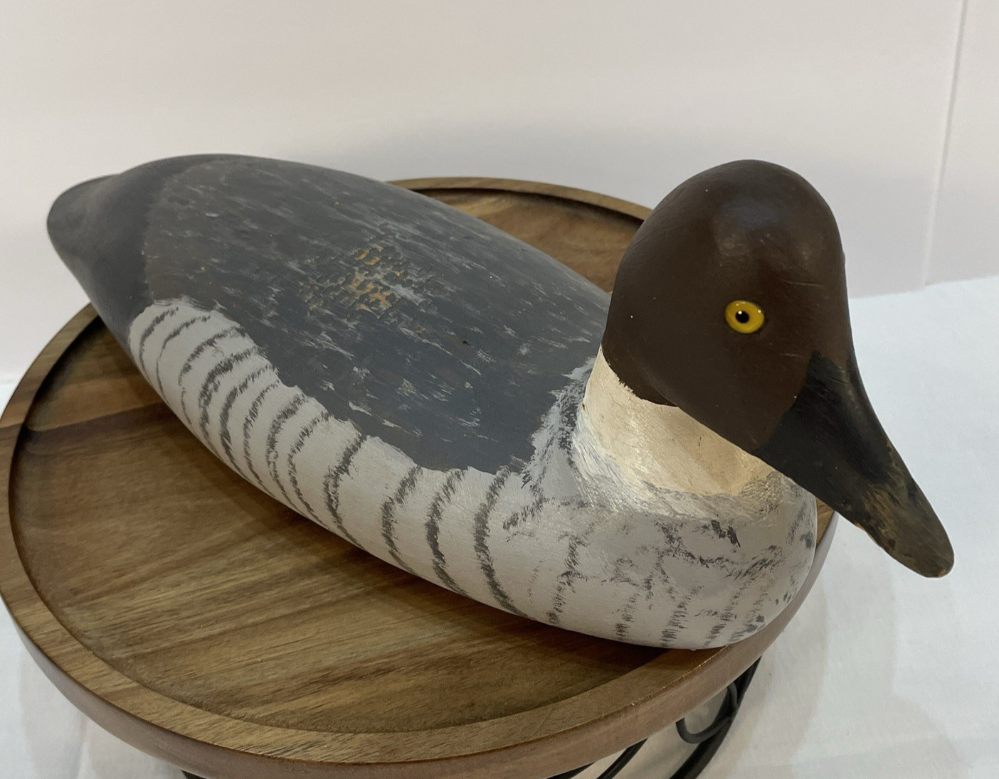 Vintage Hand-Carved Wooden Goldeneye Hen Duck Decoy Folk Art Sculpture Hunter
