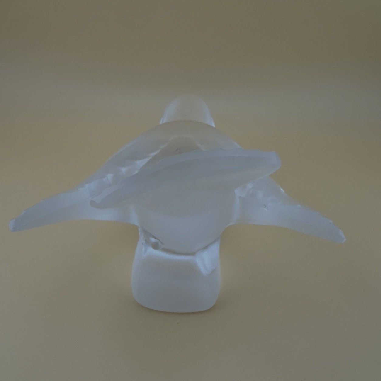 Lalique France Crystal Bird Frosted Sparrow Wings Out Signed Paperweight