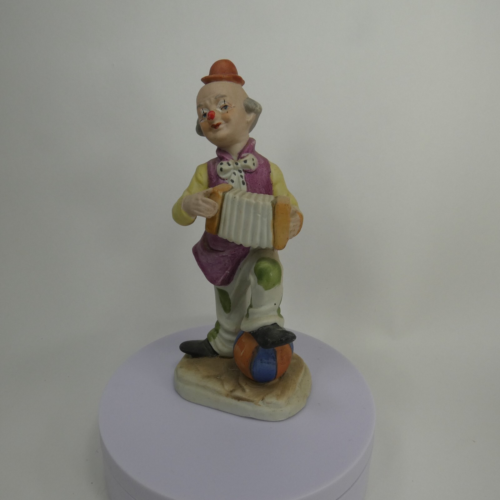 Vintage Musical Hobo Clown Accordion Hand painted Figurines Korea UCGC WZKVT