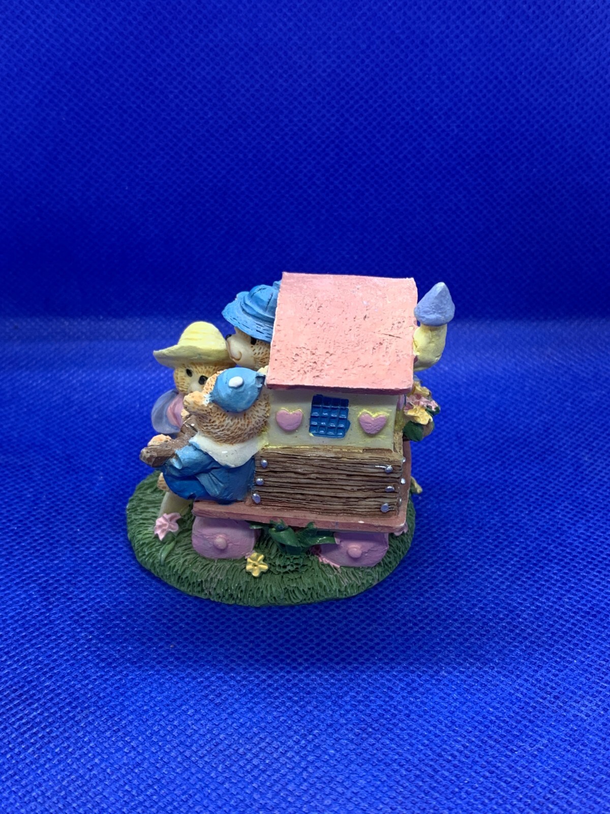 Teddy Bear Family in a Wagon Resin Figure Figurine