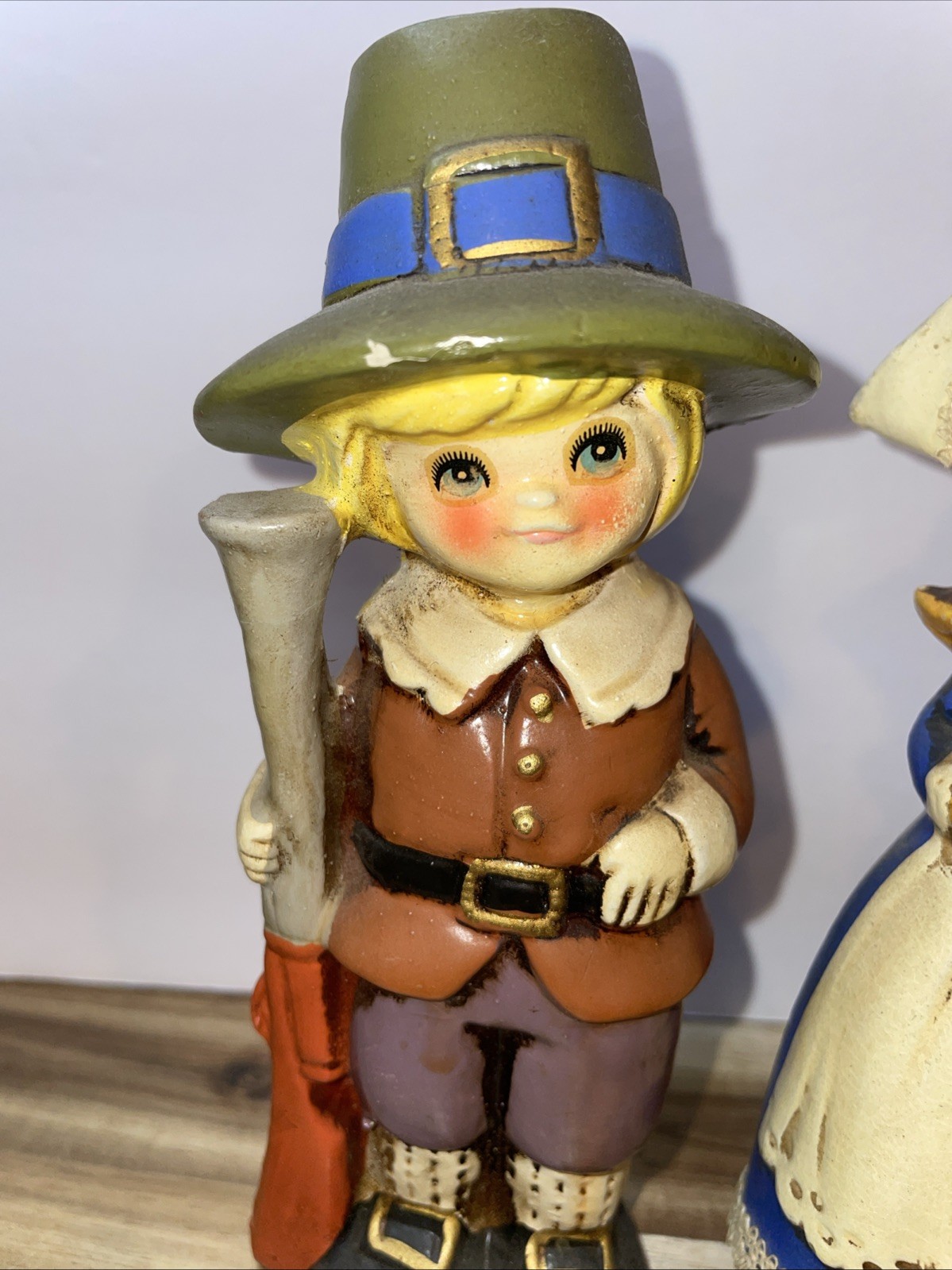 Vtg Napcoware Pilgrim Boy & Girl Figurines Thanksgiving M 8228 Japan used