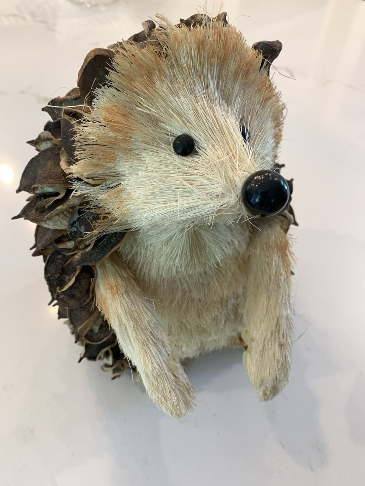 HandMade Hedgehog Natural Wood And Straw 8” Decor