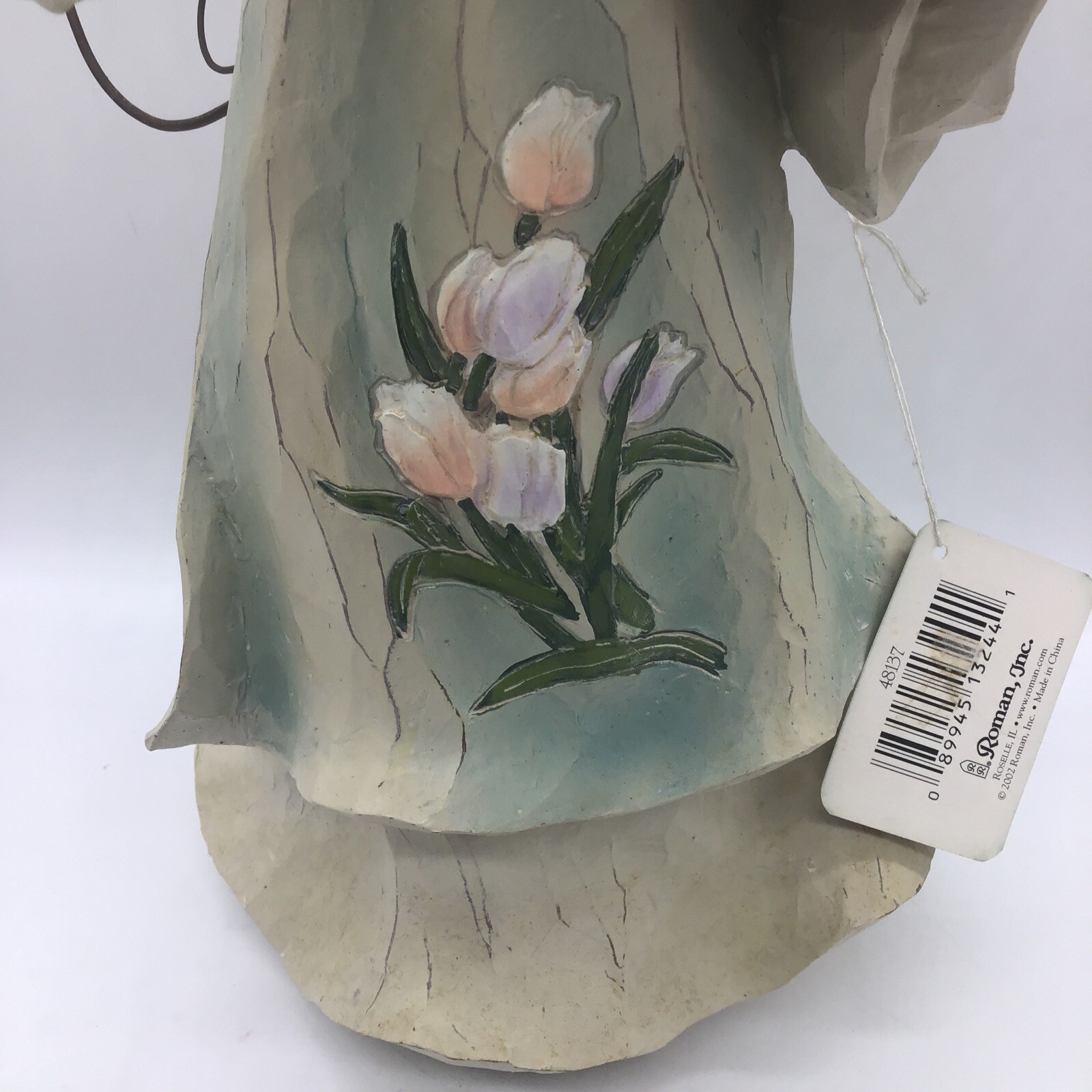 Vintage 2002 Angel Accents 16” Angel W/Tulips In Basket By Roman, Inc. 48137