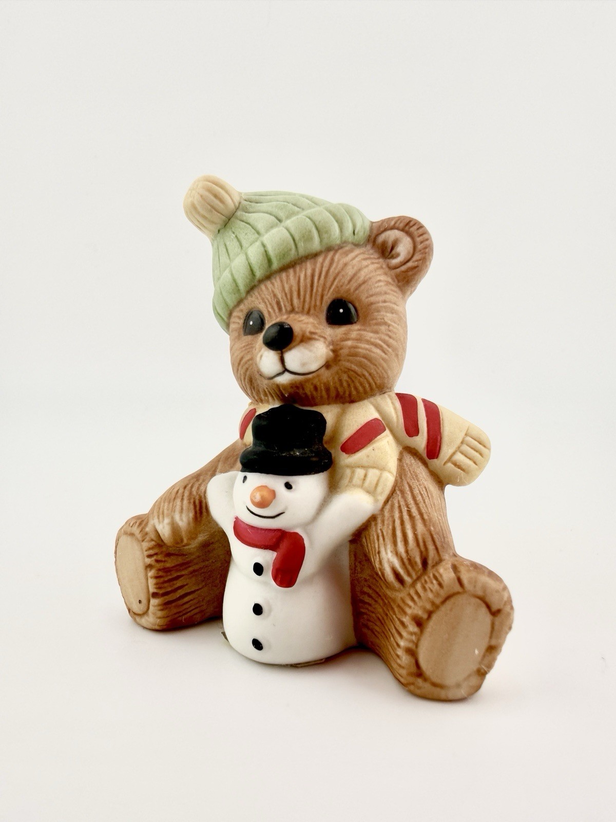 Lot of 3 HOMCO Teddy Bear Figurines Bride Baker Snowman Porcelain Made Sri Lanka
