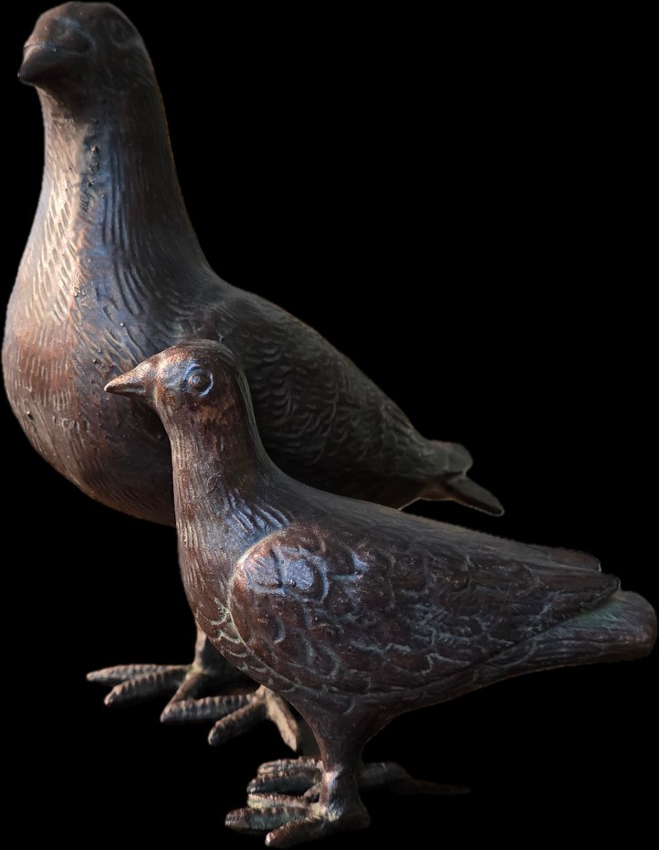 Pair (2) Andrea By Sadek Ceramic Textured Brown Bronze Finish Dove Birds – China
