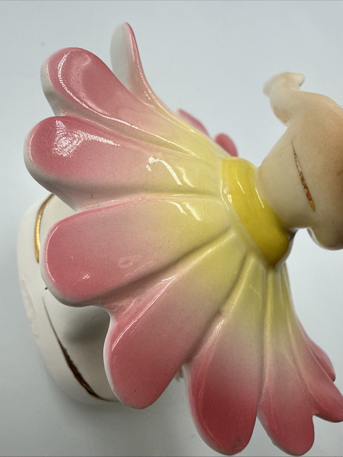 VTG Geo Z Lefton Balerina Flower Girl Pink Rose Japan Ceramic Signed 1957 READ