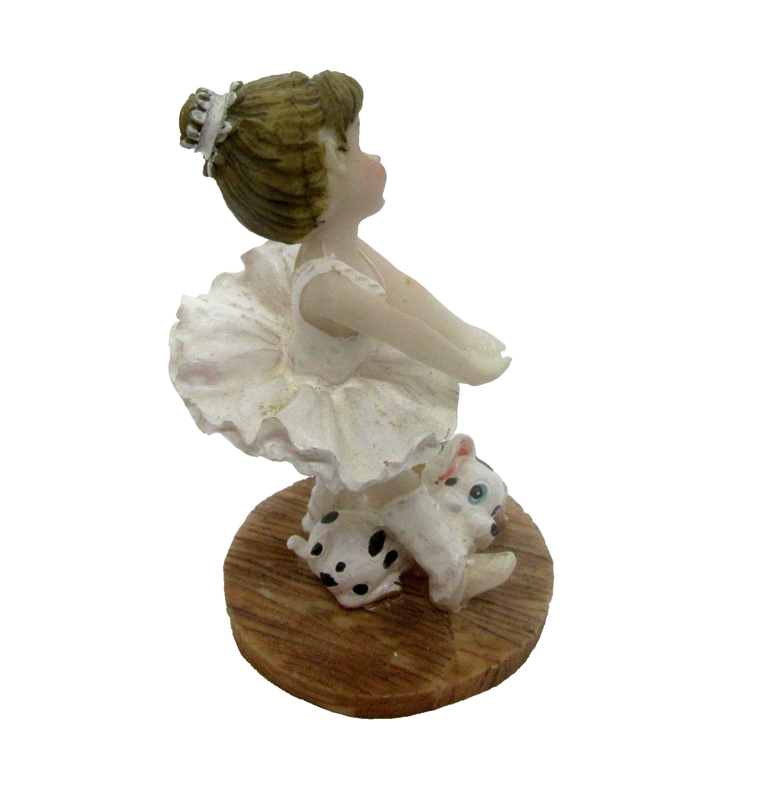Shiah Yih Resin Ballerina Girl Figurine with Spotted Dog 4″ Tall