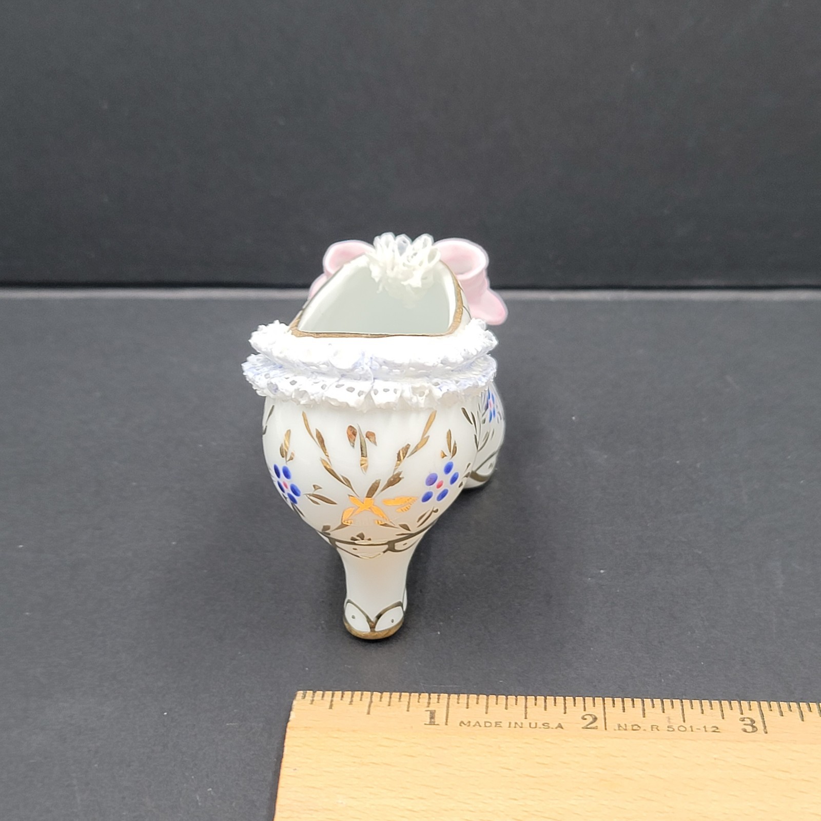 Vintage Dresden Lace Porcelain Victorian Shoe Royal Paris Levi 4.5″