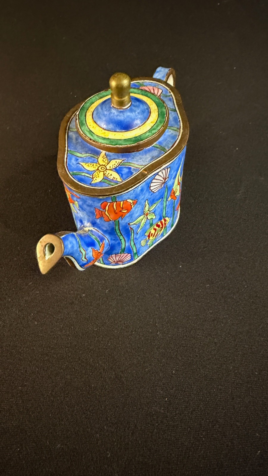Kelvin Chen Teapot Mini Enameled Sea-life Fish Design