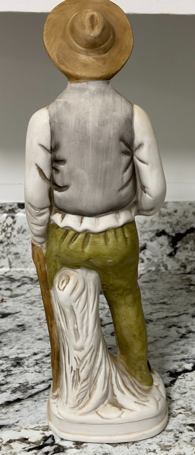 Vtg 1970’s LARGE Handpainted Old Man and Woman Farmers 18″ Tall Set Figurines