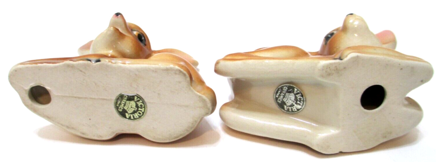 Vintage Victoria Ceramics Fawn Deer Figurines PAIR Japan 2 3/4″ and 2 1/2″ Tall