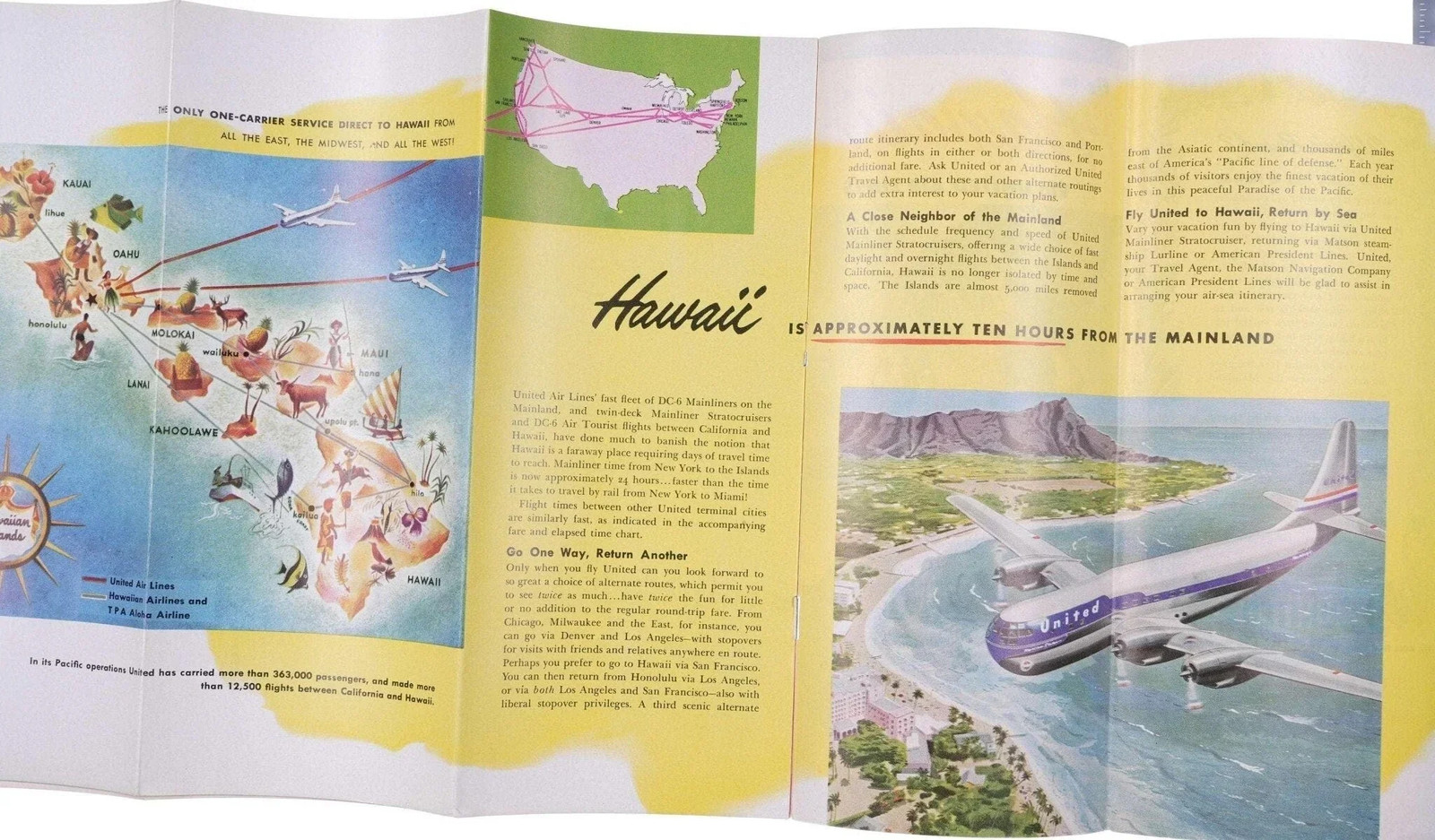 c1952 Hawaiian Islands Travel Brochures Inter Island Pan american Airlines, Unit