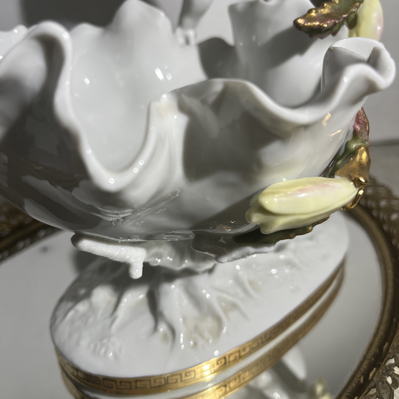 Vintage Porcelain Cherub Cactus Flower Spill Vase, Bowl, Andrea by Sadek(414)