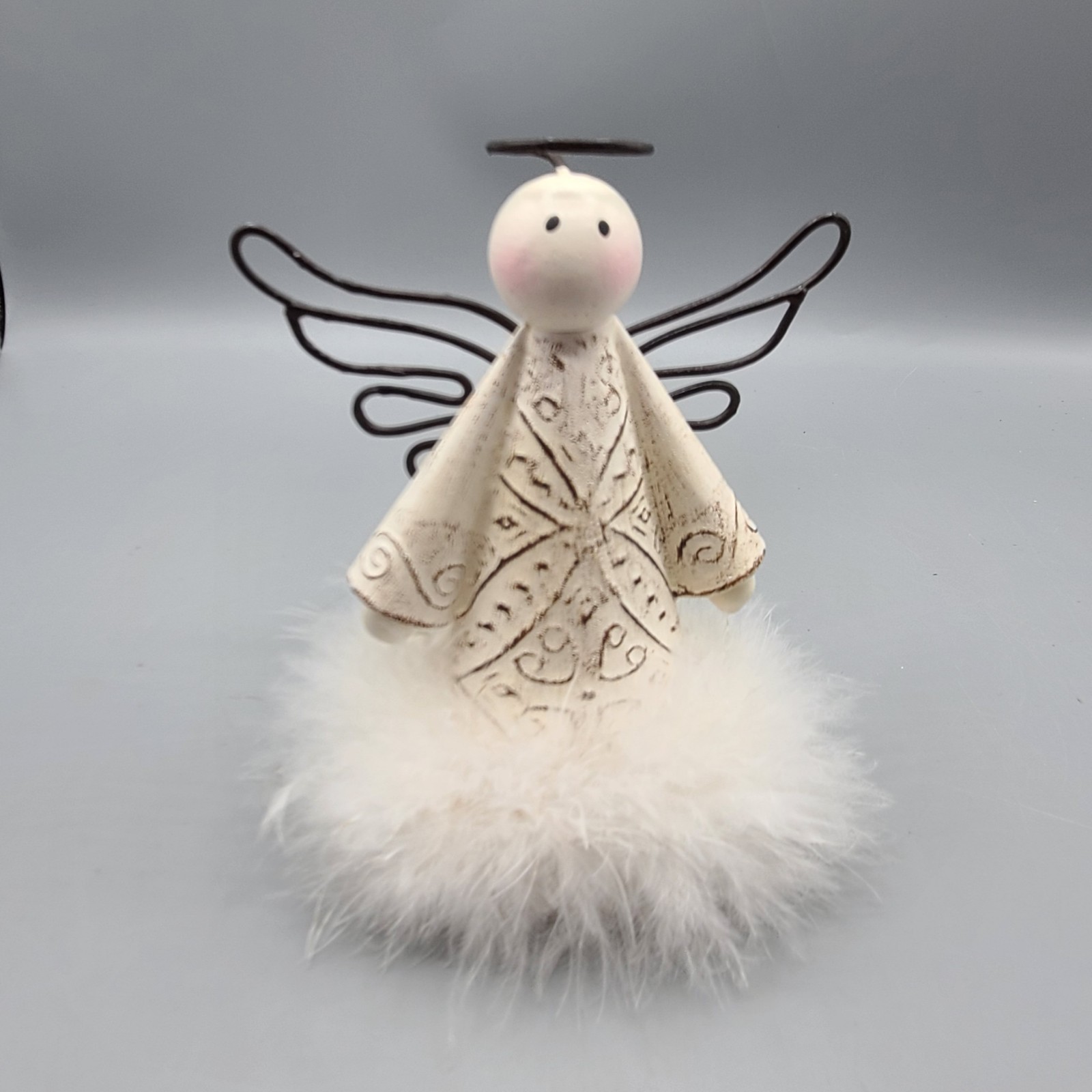 White Metal 5 1/4″ Angel Distressed Figurine Ornament