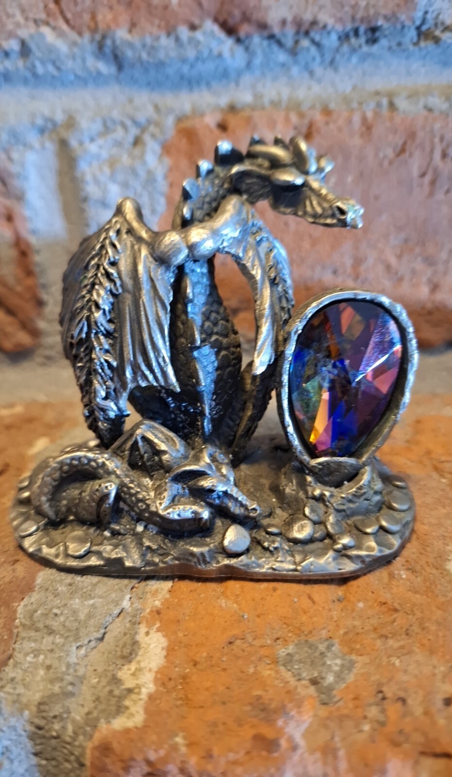 Pewter The Majestic Dragon Fantasy Figurine A G Slocomb 3″ Statue Jewel Vtg 3116