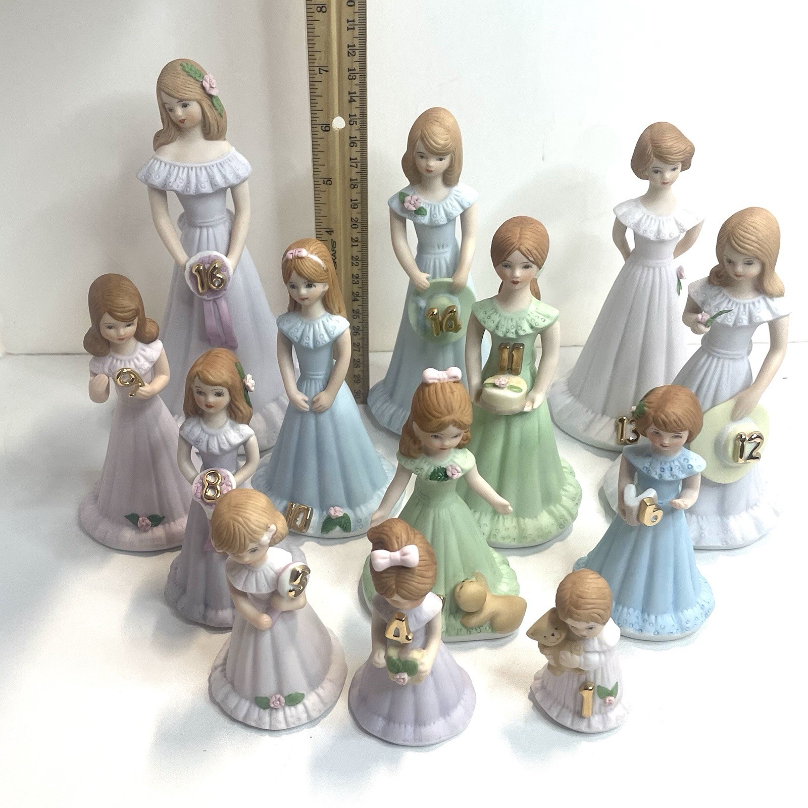 Vintage Growing Up Birthday Girls Brunette Hair Enesco