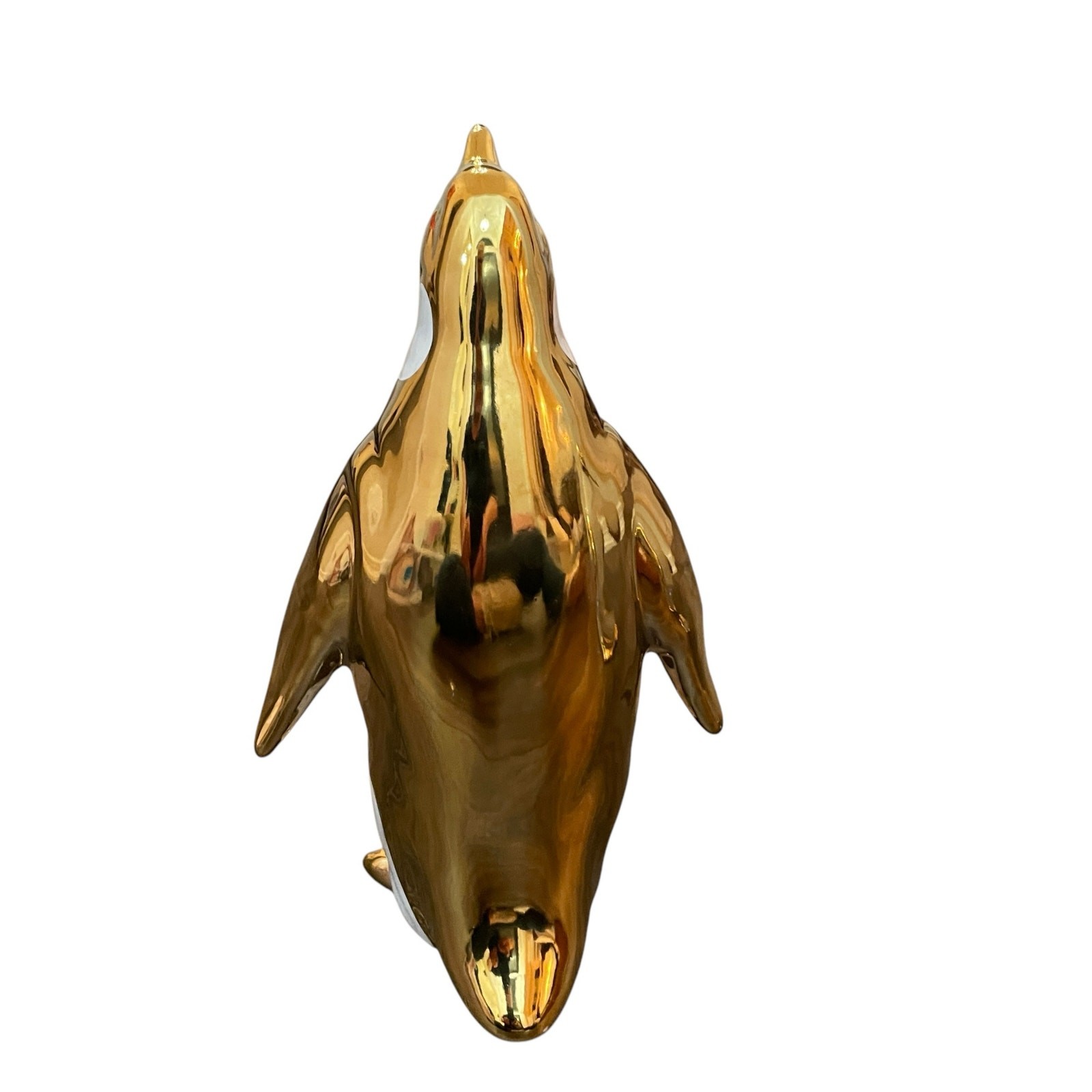 NEW Glam Gold & White Ceramic Penguin Figurine 9.5in Chic Holiday Decor