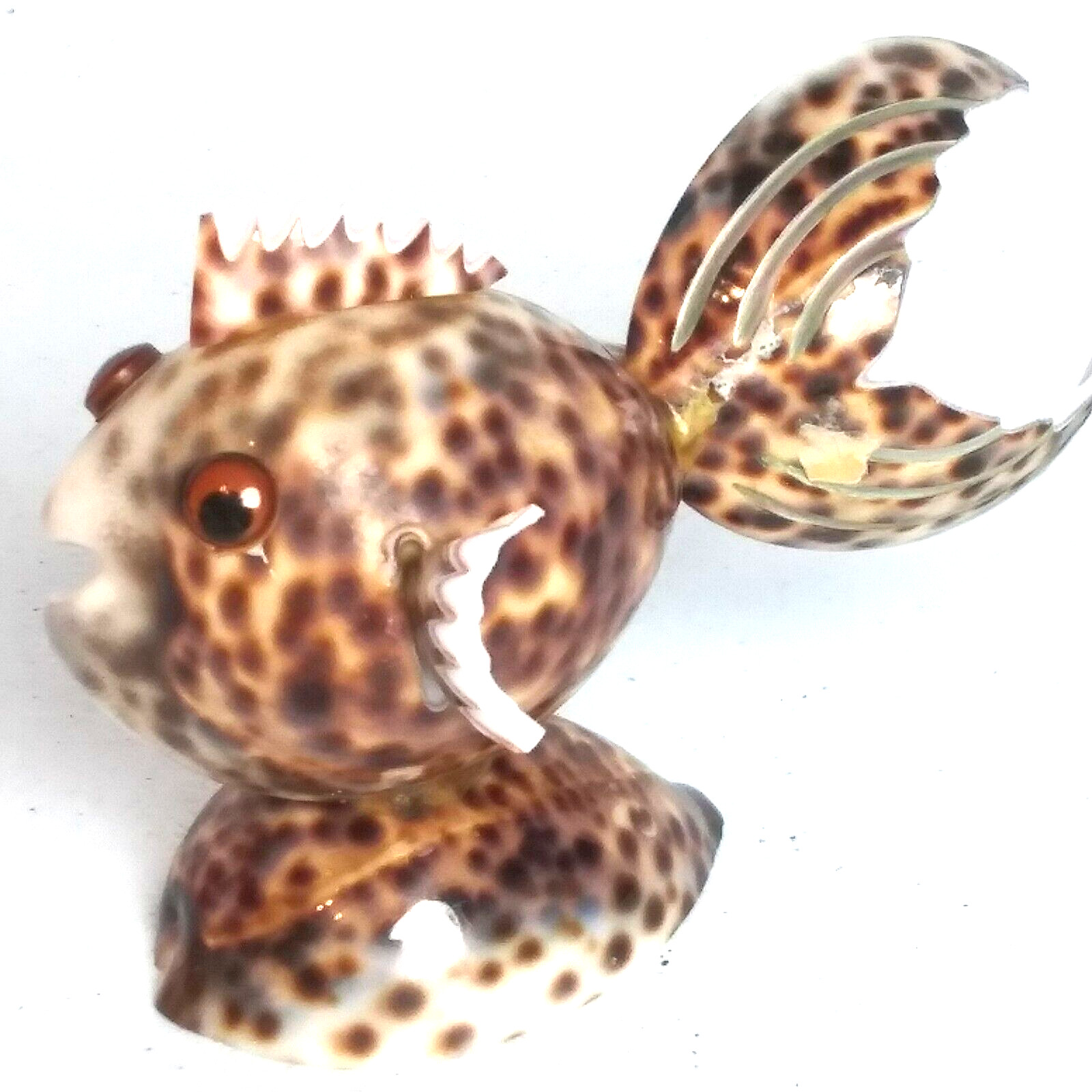 Vintage Handcrafted Seashell Fish Sculpture made in Philippines, EUC