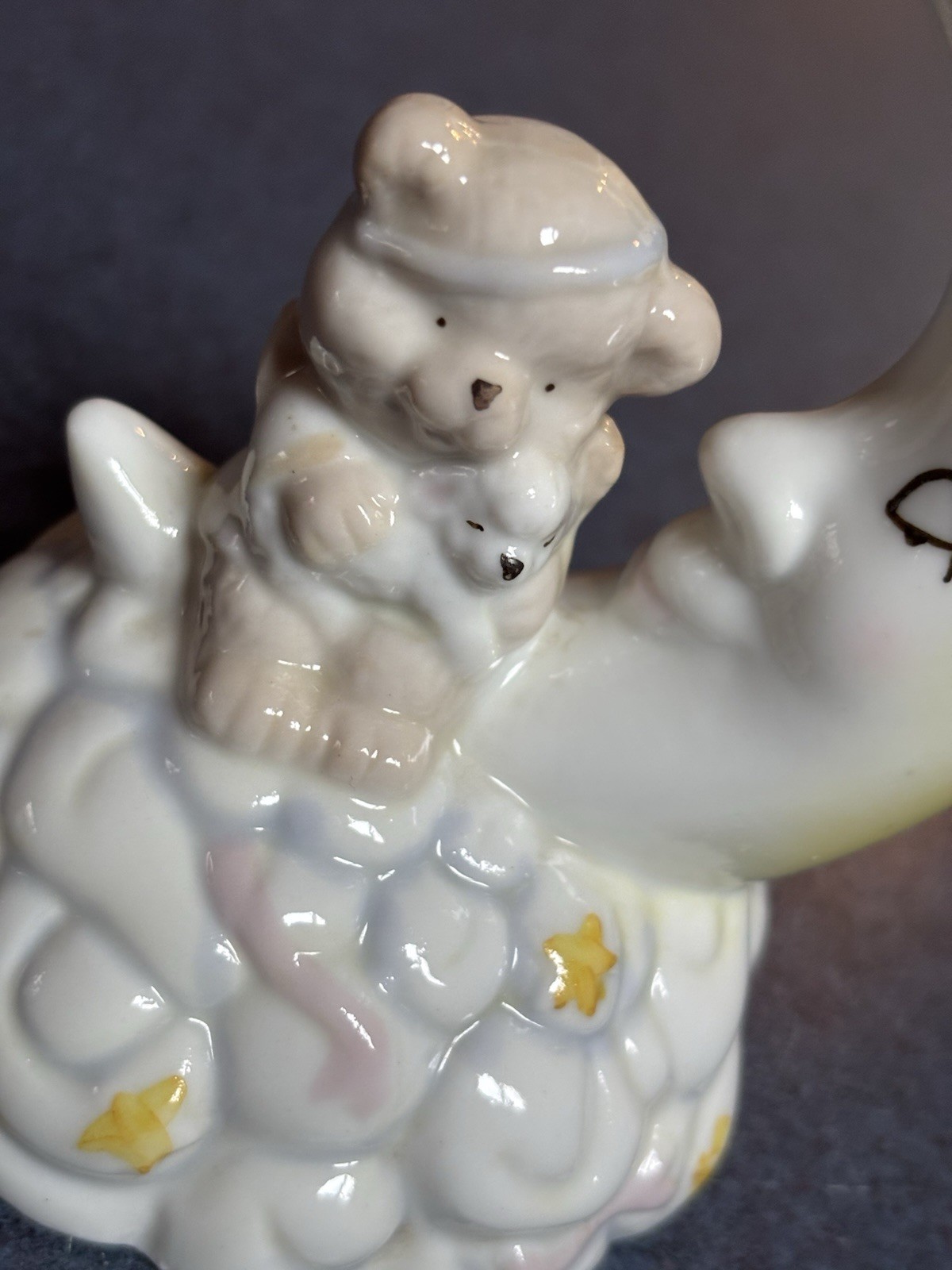 Enesco Nursery Decor Moon Teddy Bear Figurine Porcelain Japan Vintage