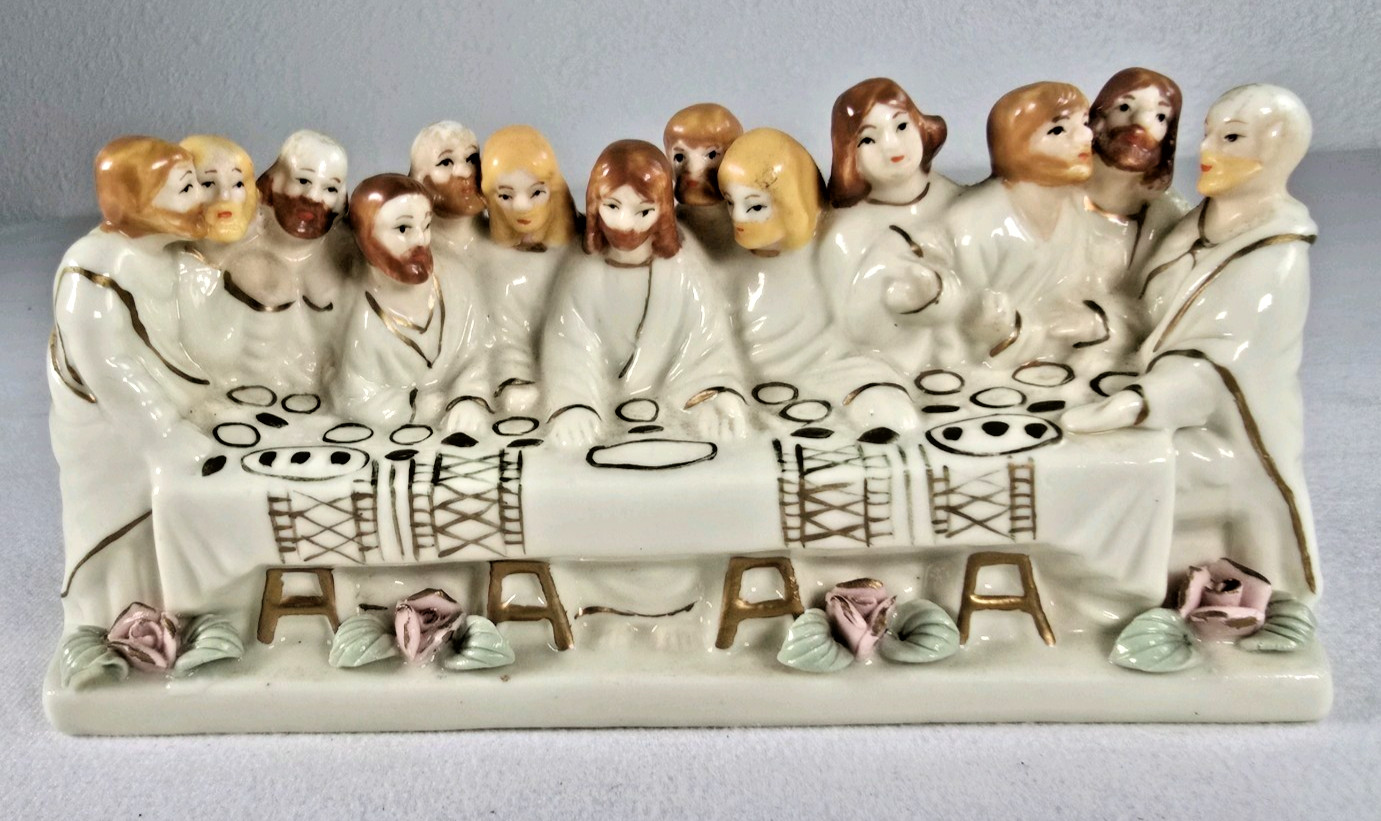 Autom Last Supper Jesus Disciples Porcelain Figurine Christian Religious Decor