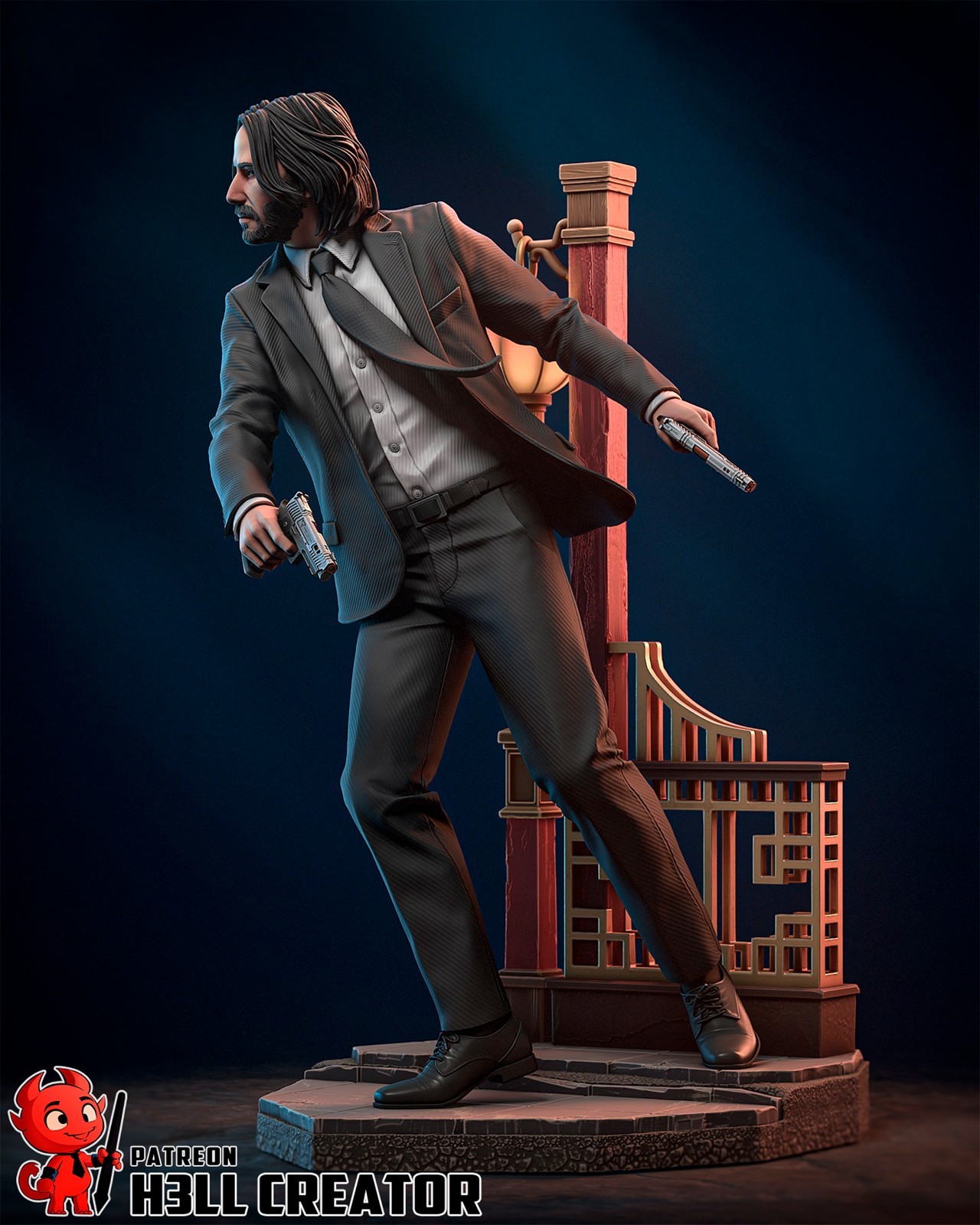 John Wick 187mm 1/10 Scale Hand Painted Resin Figure – Collectible Action Movie