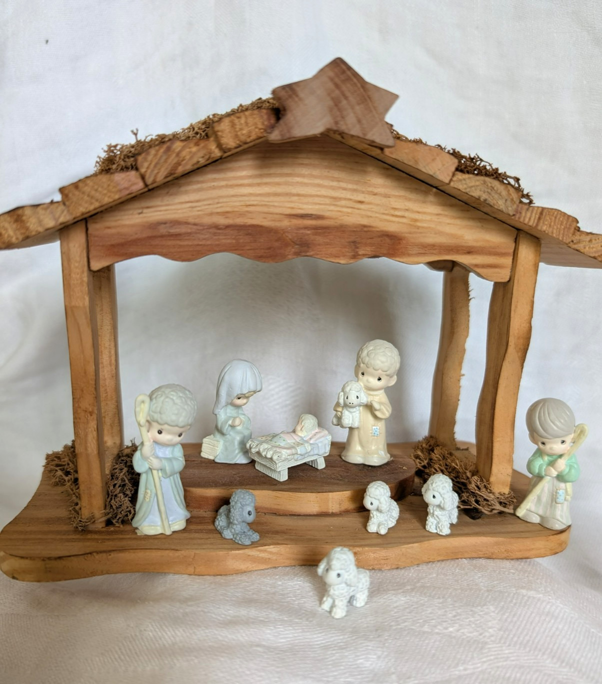 Vintage Enesco Precious Moments Miniature Nativity Set Pewter 9 Piece 1989 B2