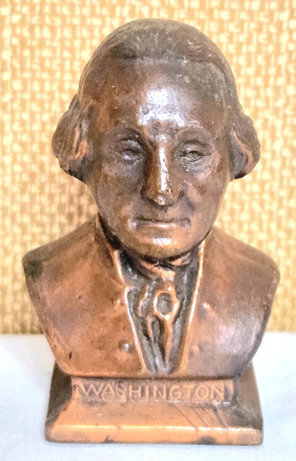 George Washington Miniature Bust Bronze Tone Figurine 2.5” Vintage Americana