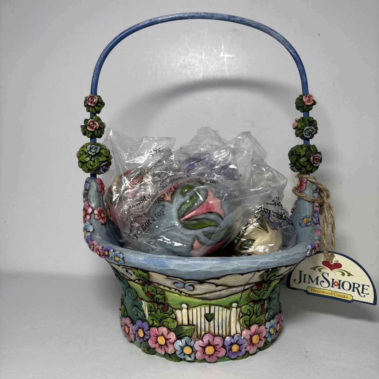 Jim Shore: Blossoms Of Spring Flower Basket 2007 Hardwood Creek Enesco New