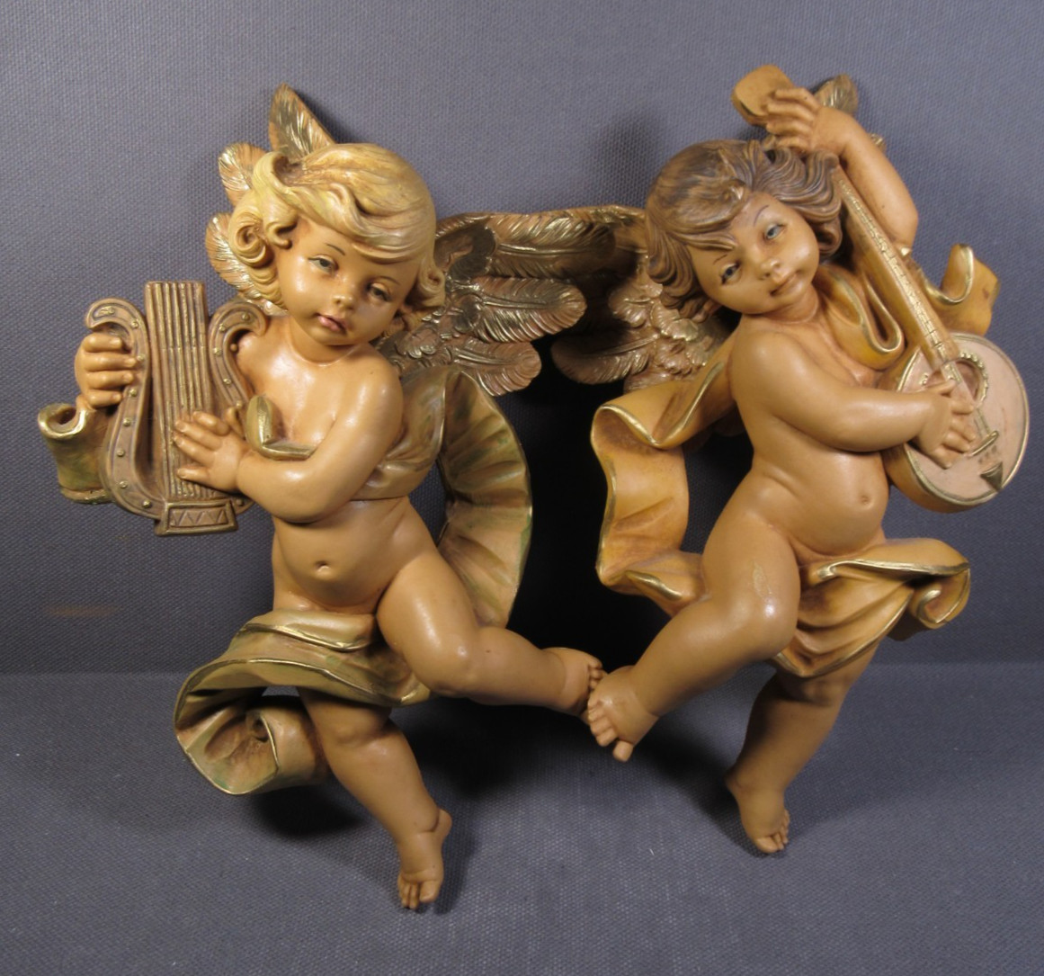 Fontanini Cherubs 2 Italy Depose 1984 Vintage Marked Simonetti 7″ x 4.5″ Resin