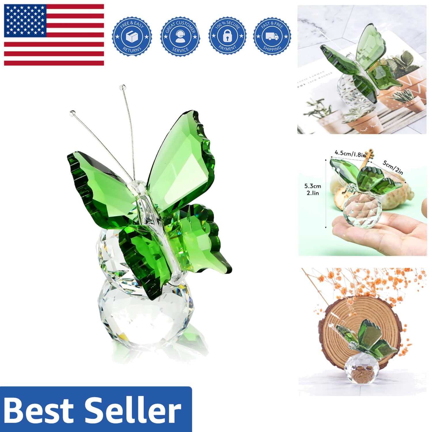 Charming Crystal Butterfly Statue – Beautiful Gift for Anniversaries & Holidays