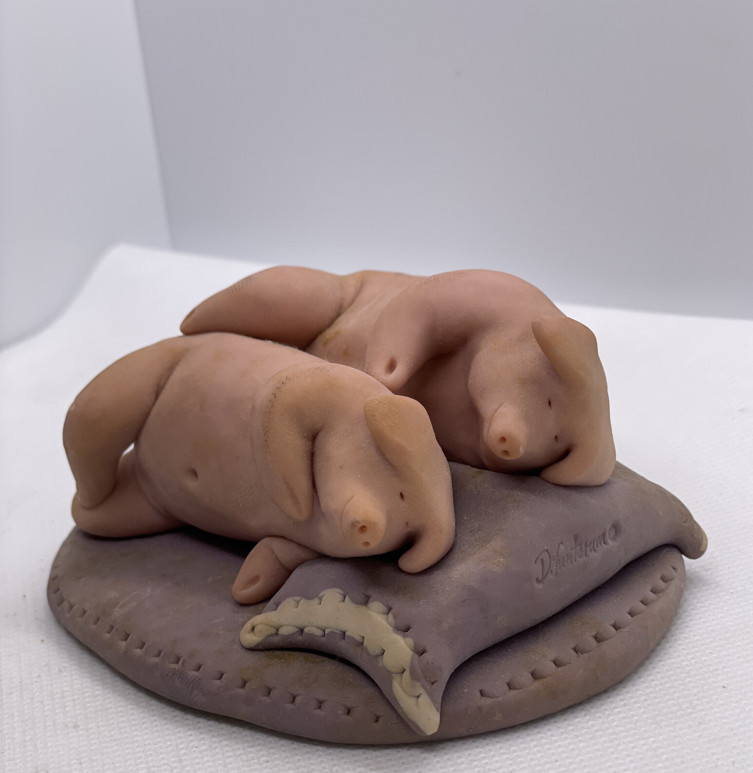 HTF Vintage Sleeping Pigs Sculpture By Betty Difuntorum Pigs Laying On A Pillow