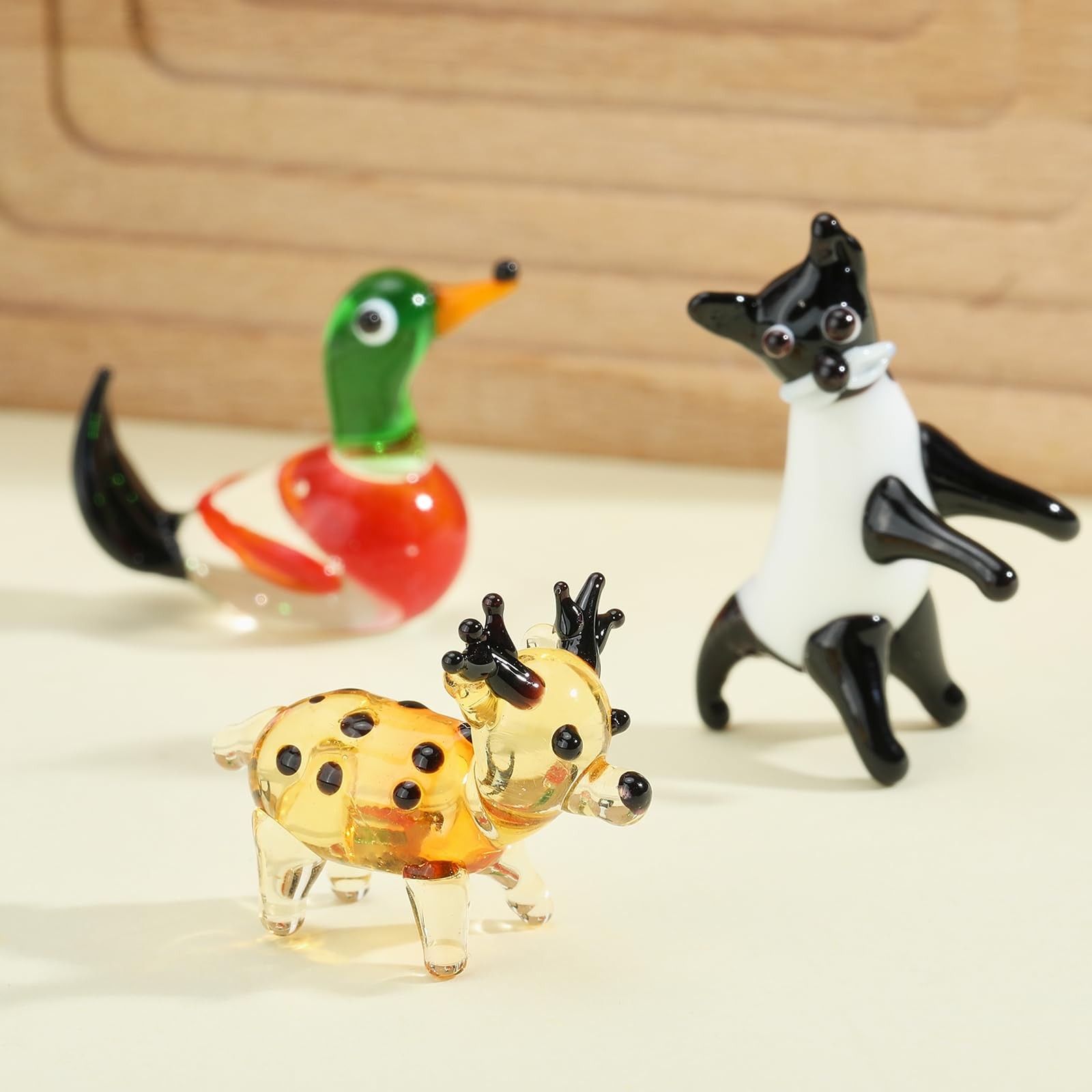 8 Pcs Tiny Glass Animals Blown Mini Glass Figurines Handmade Lampwork,Decoration
