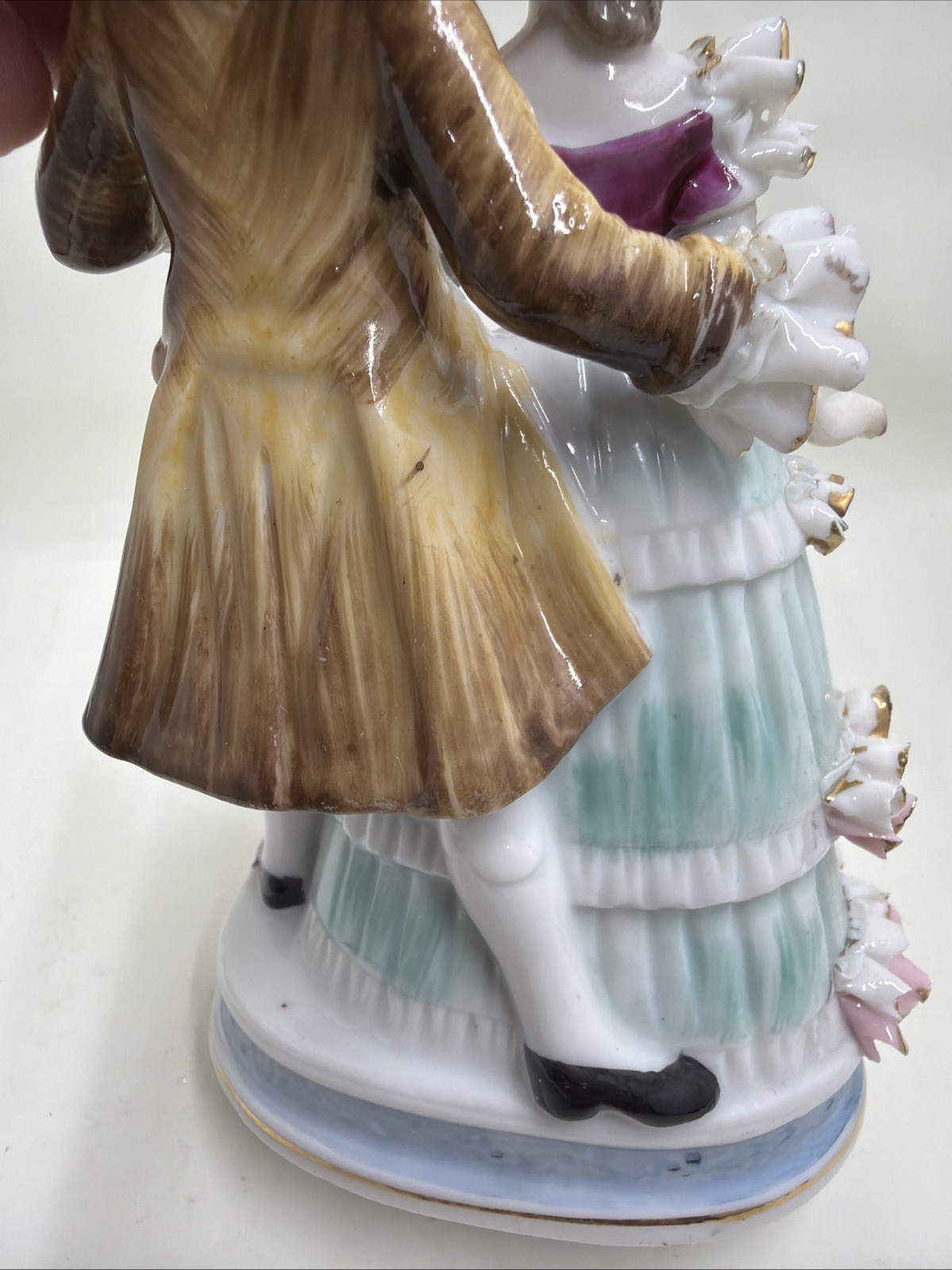Vintage Bone China Lace Renaissance Dancing Couple Figurine With Crossed Swords