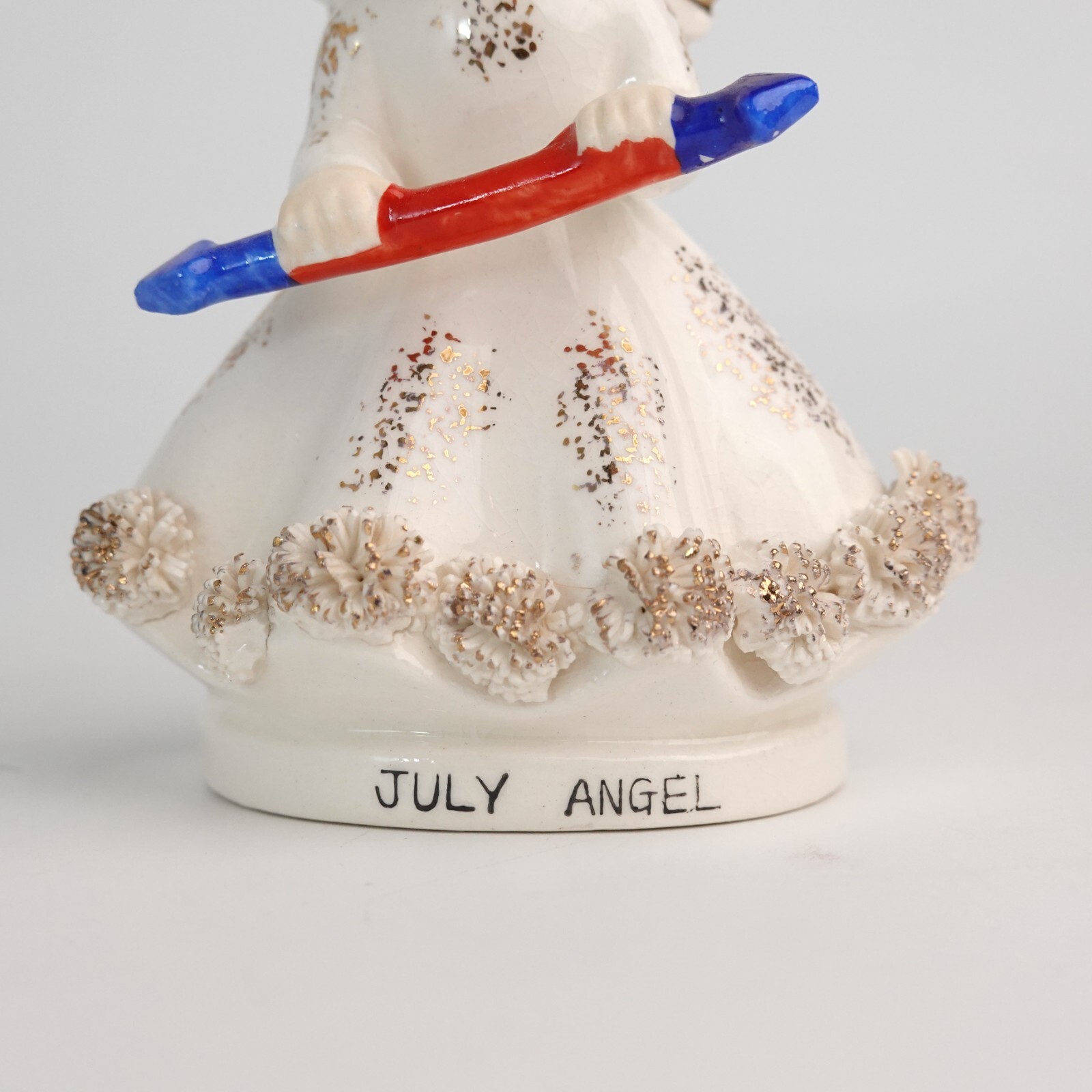 RARE Norcrest 1957 Angel of the Month Figurine July Girl Firecracker Japan