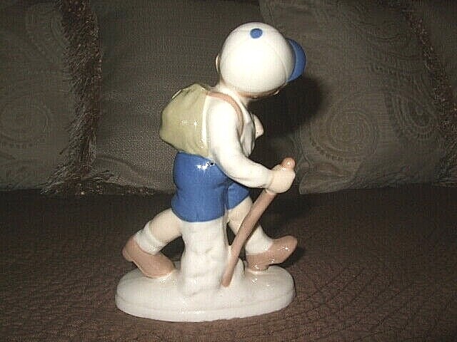 Carl Schneiders Erben Porcelain BOY HIKING, Germany 1859 Crossed Scissors