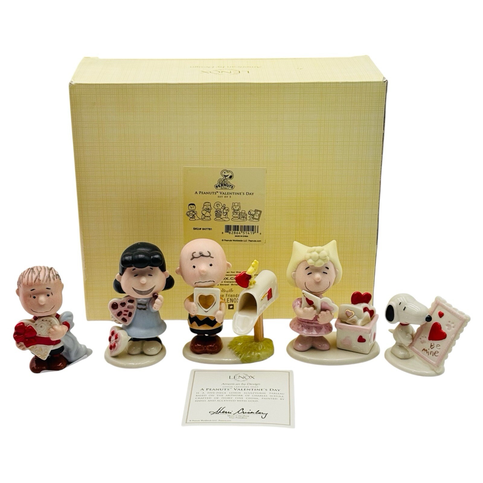 Lenox A Peanuts Valentine’s Day Set Of 5 Figurines Charlie Brown Lucy Snoopy NEW