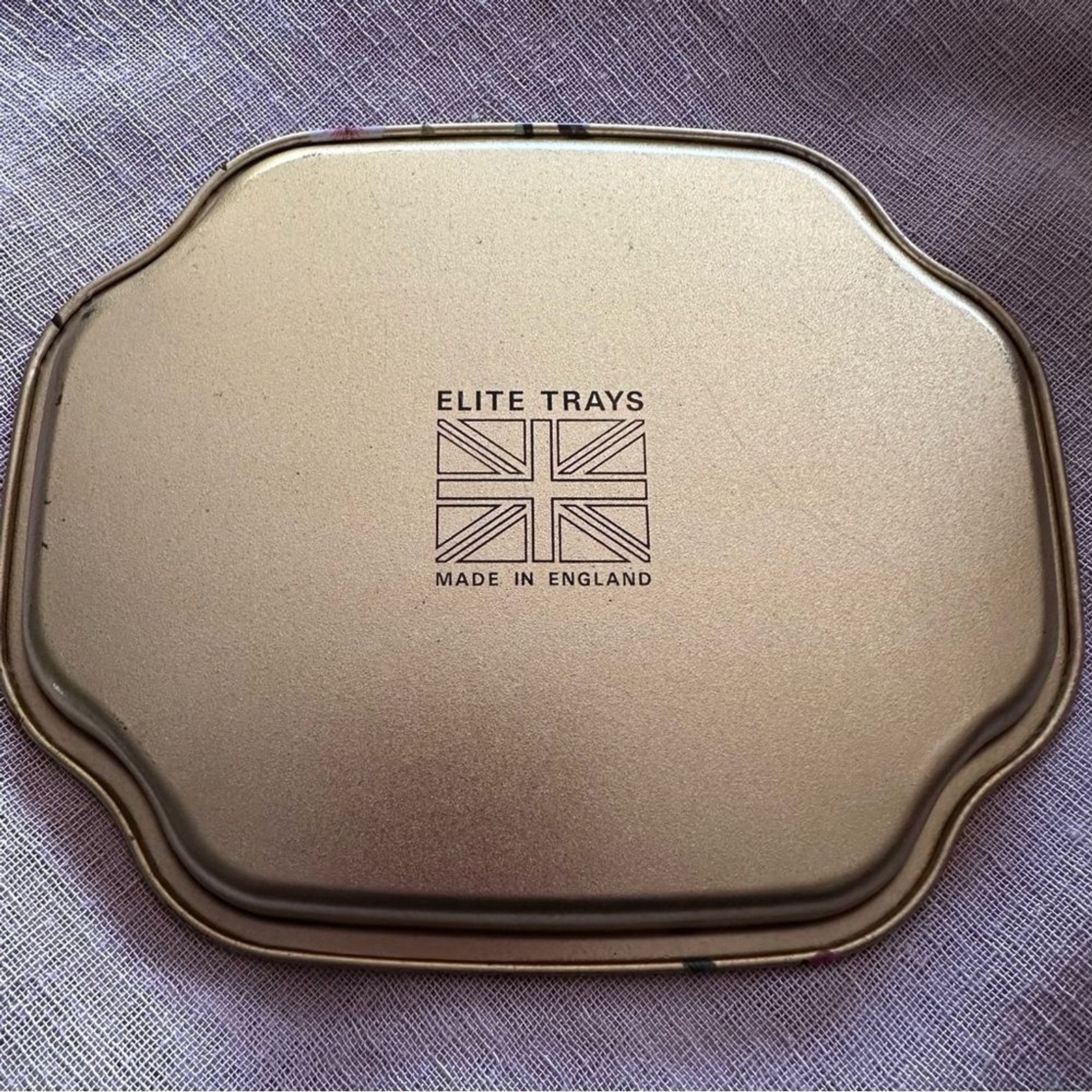 Vintage Gold Decorative Tray with Bird and Floral Design from England
