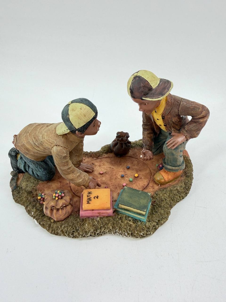 Young’s The Playoff Figurine 1997 Resin Boys Playing Marbles #31957 New Box