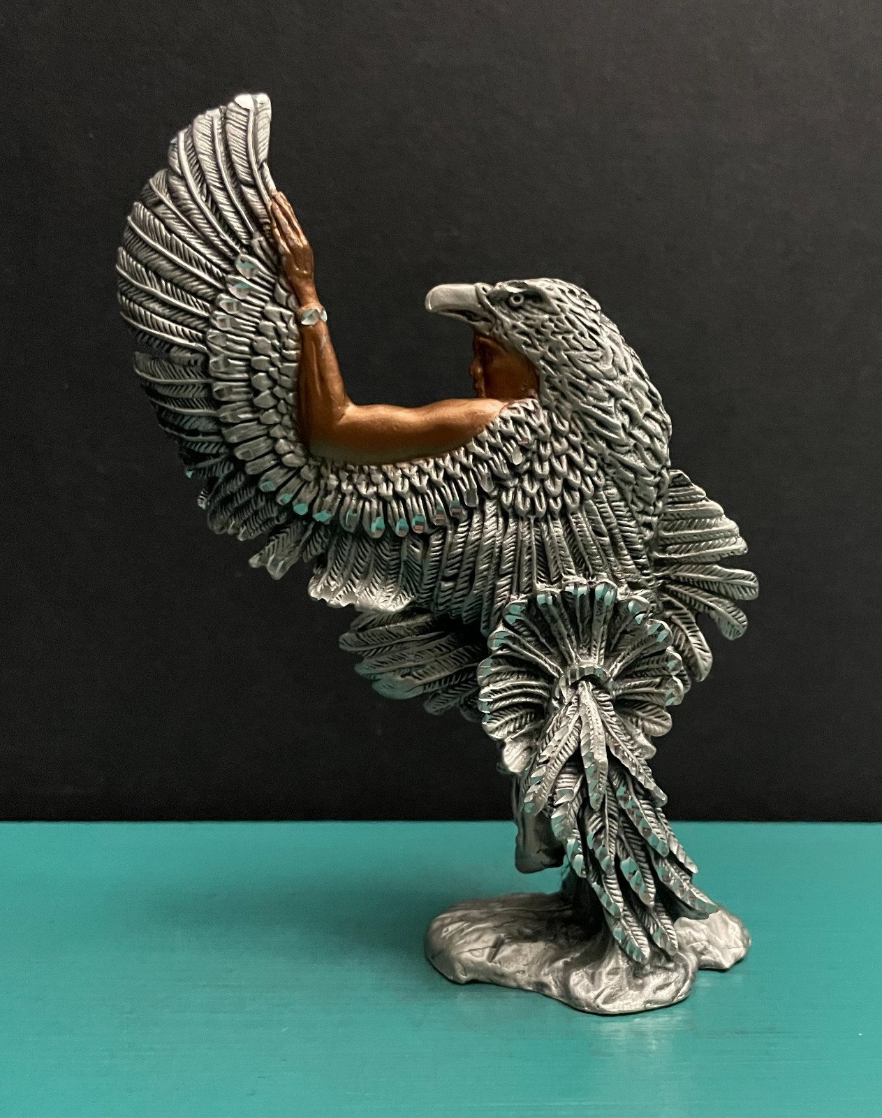 Masterworks MWFP Pewter Native American Indian Shaman Eagle Feather Figurine