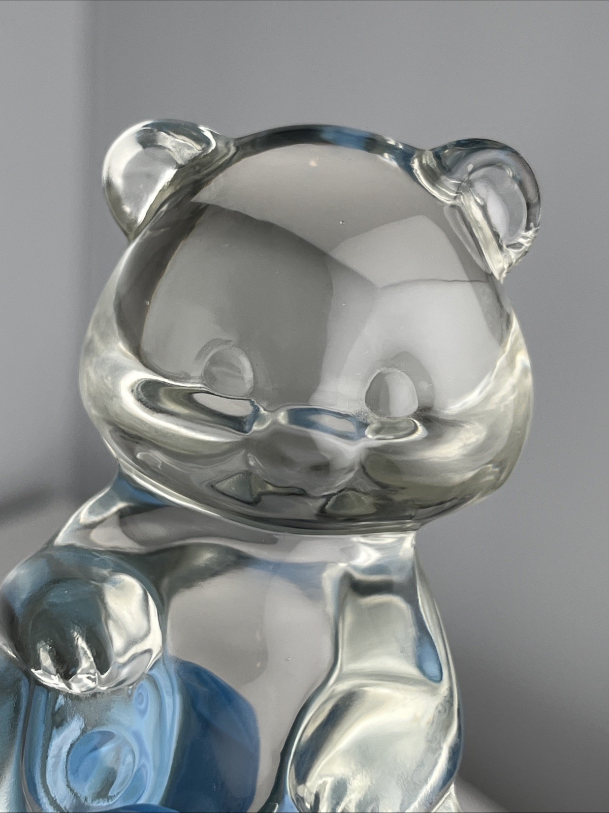 Fenton Art Glass Bear Figure Clear Sitting Paperweight Figurine 3.75” in