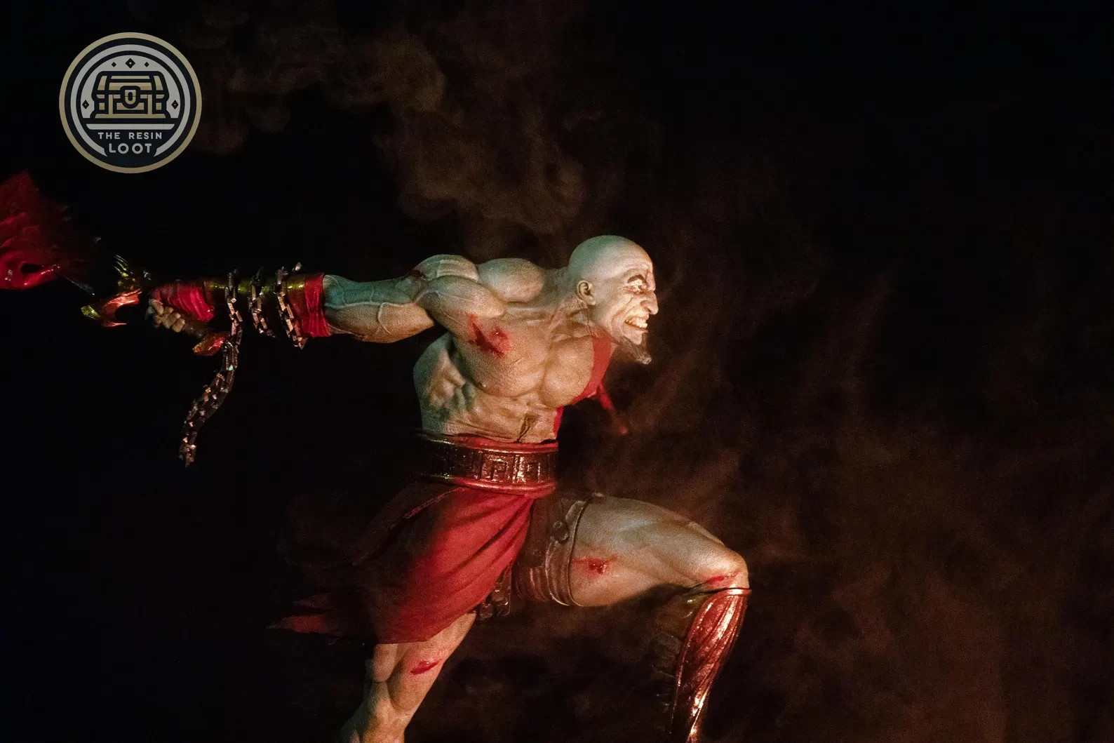 God of War Kratos Hand Painted 3D Printed Statue – LED Lava Base – 9.5 Inch