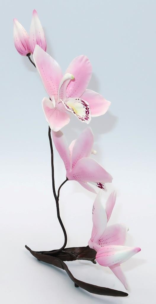 Boehm, England Cymbidium PINK ORCHID, #60008 Porcelain Floral Figurine, 10 1/2″