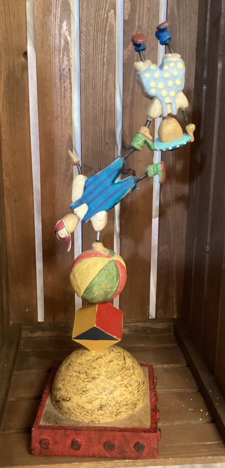 Clown Kids Sculpture Balancing On Circus Ball Stephen Kelley Resin Fun Figure