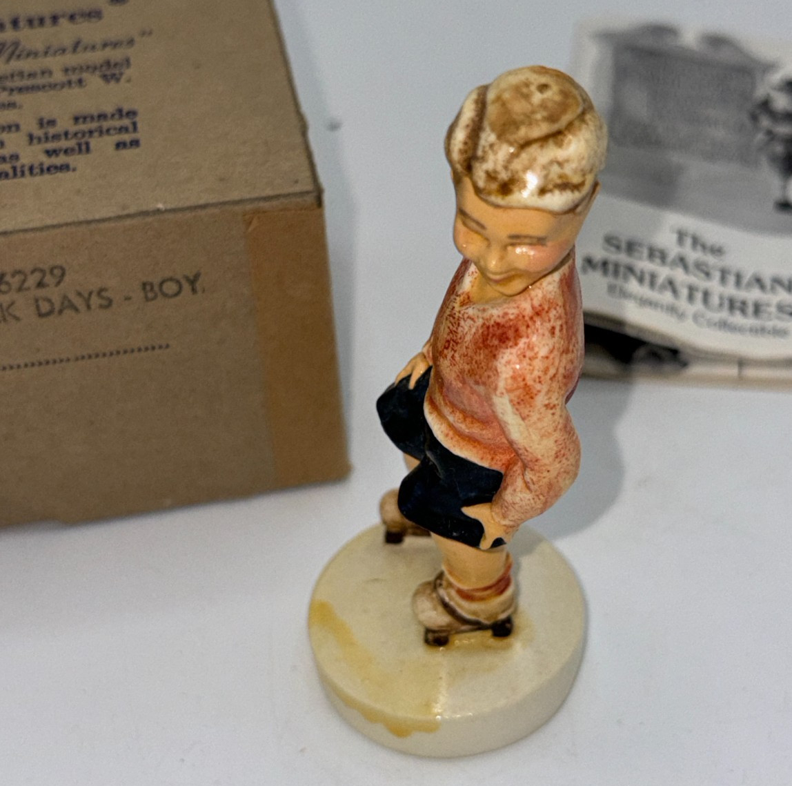 Sebastian Miniatures Sidewalk Days Boy Skating Figurine 6229 Box
