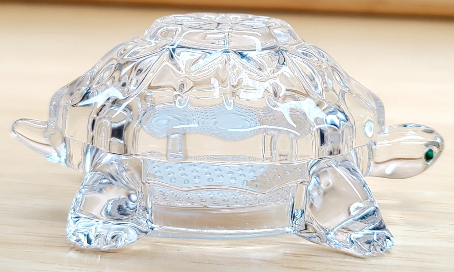 Lenox Fine Crystal Turtle Czech 3″ Green Rhinestone Eyes Art Glass