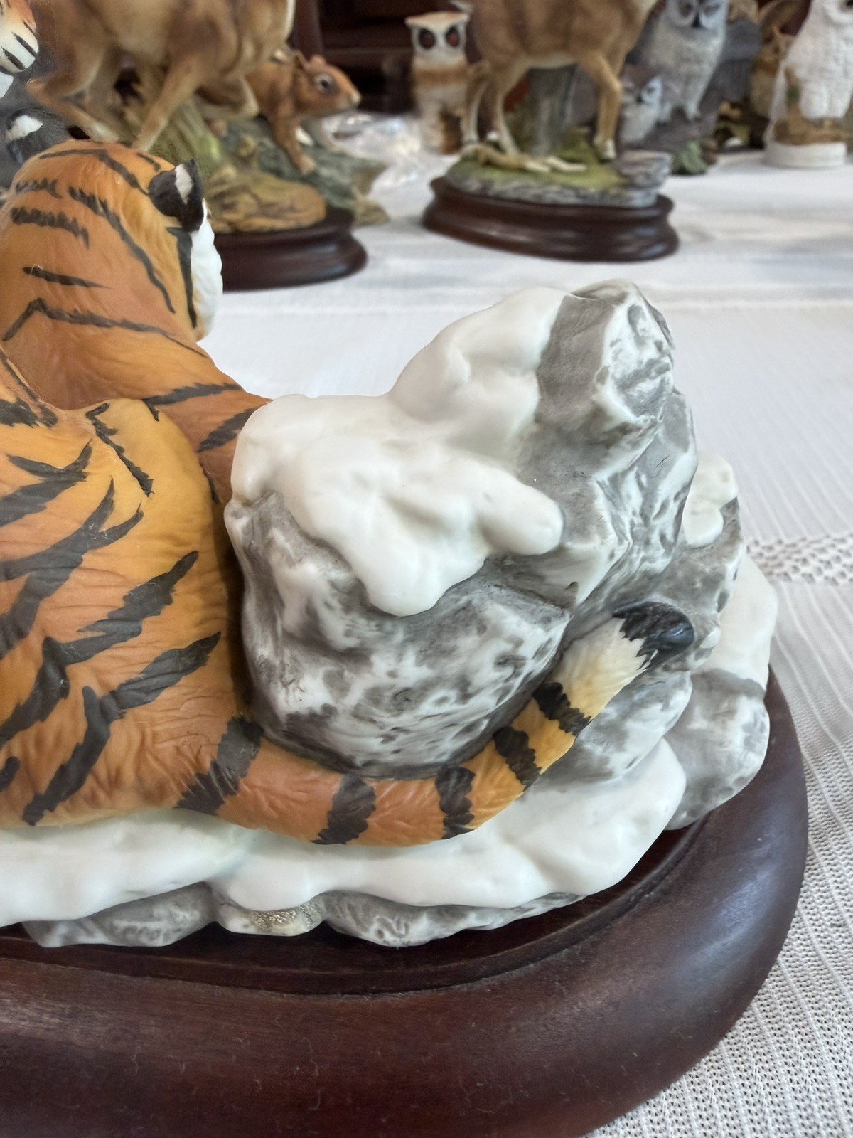 1996 Home Interior Siberian Tigers Endangered Species Masterpiece Porcelain ~ NM