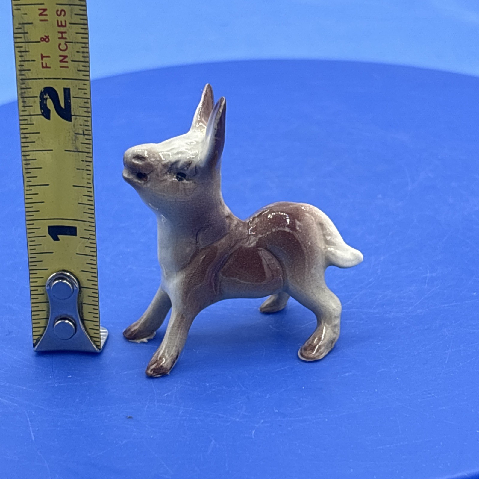 Vtg Hagen Renaker Donkey Mule Figurine Standing Brown & White With Red Mouth