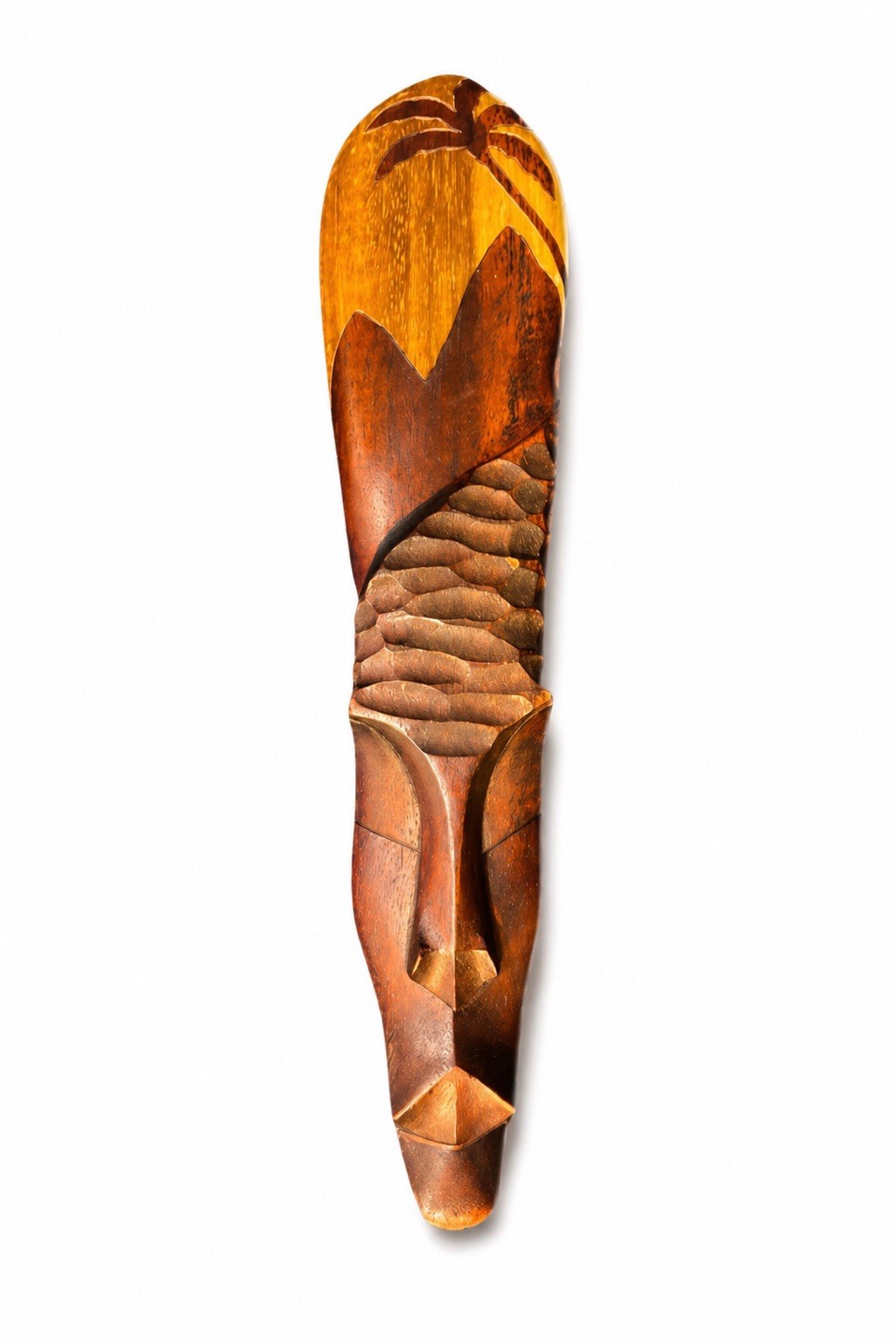 Vintage Hand Carved Wood Face Wall Hanging Face 12” Tall Tribal Folk Art