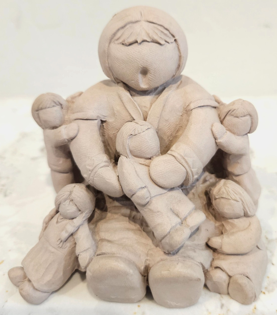 Vintage Austin Prod. Clay Sculpture Mother&Children Bright Eyes Dee Crowley
